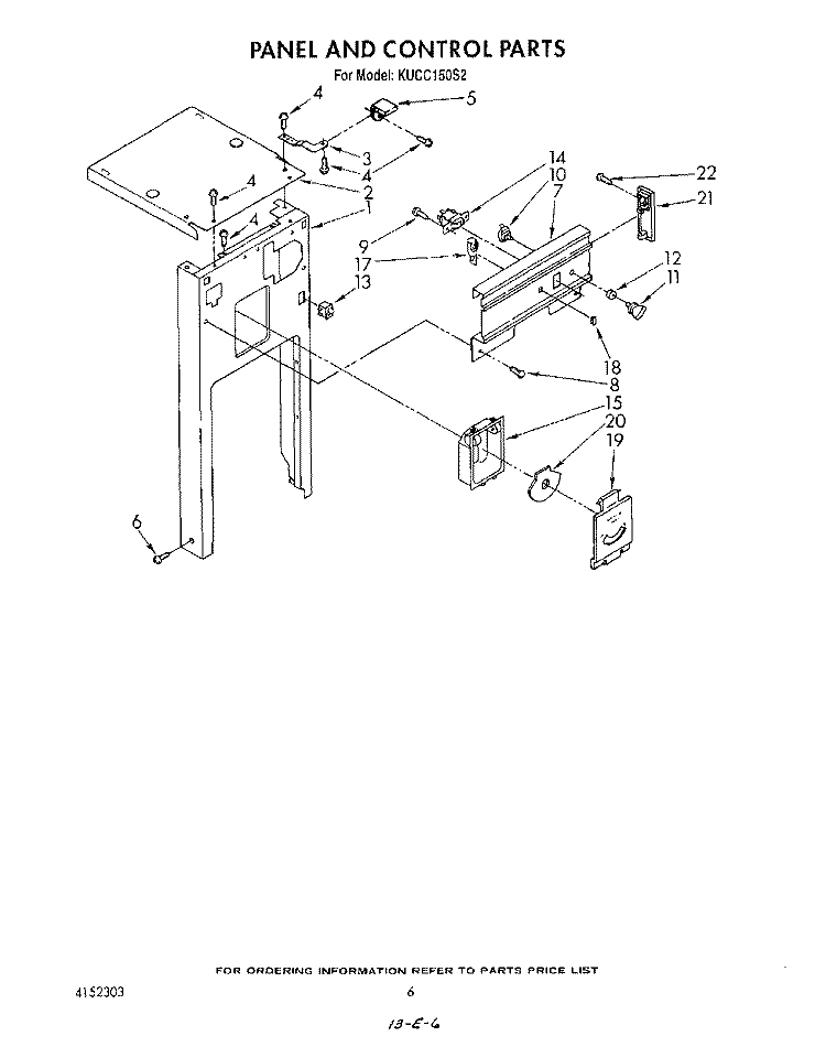PANEL AND CONTROL Diagram and Parts List for KUCC150S2  KitchenAid Trash Compactor