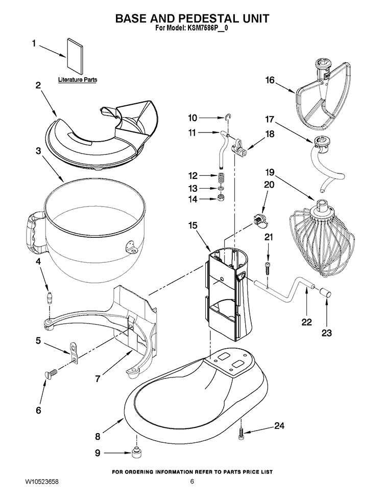 BASE AND PEDESTAL UNIT Diagram and Parts List for KSM7586PCA0  KitchenAid Mixer
