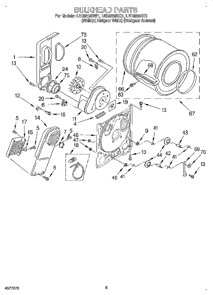 SECTION Diagram and Parts List for LER6634DW1  Whirlpool Dryer