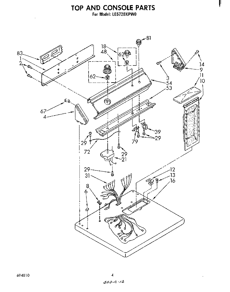 SECTION Diagram and Parts List for LE5720XPW0  Whirlpool Dryer