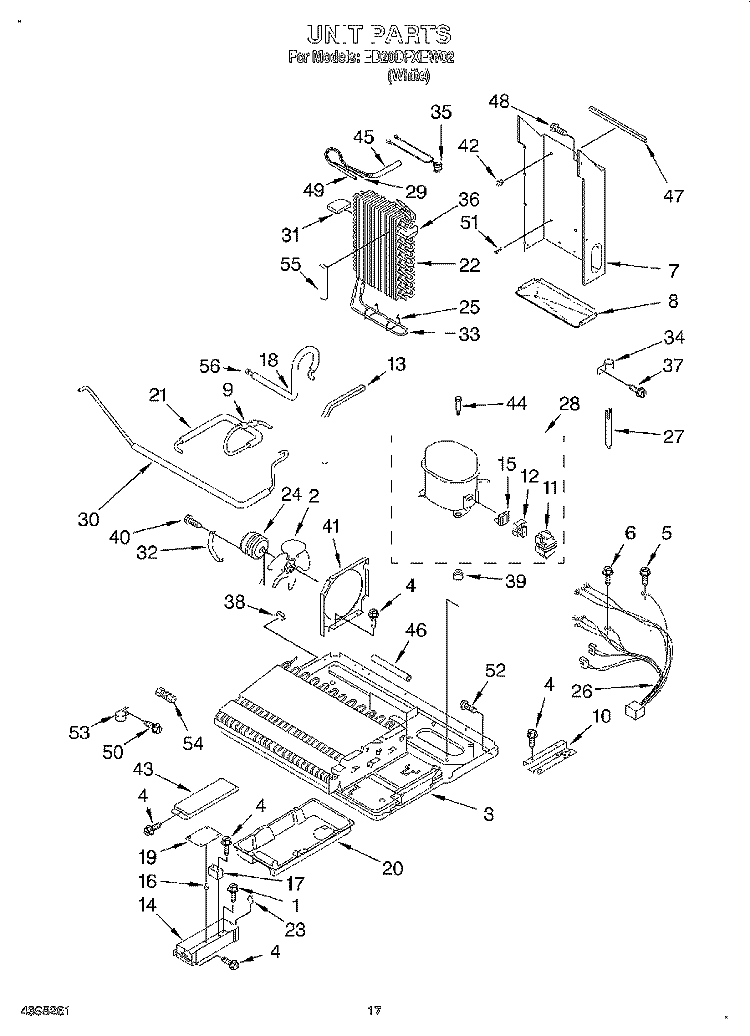 UNIT Diagram and Parts List for ED20DFXEW02  Whirlpool Refrigerator