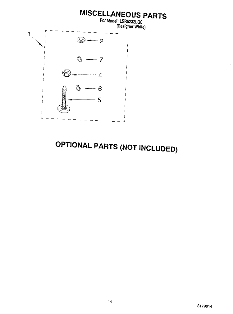 MISCELLANEOUS, OPTIONAL Diagram and Parts List for LSR5232LQ0  Whirlpool Washer