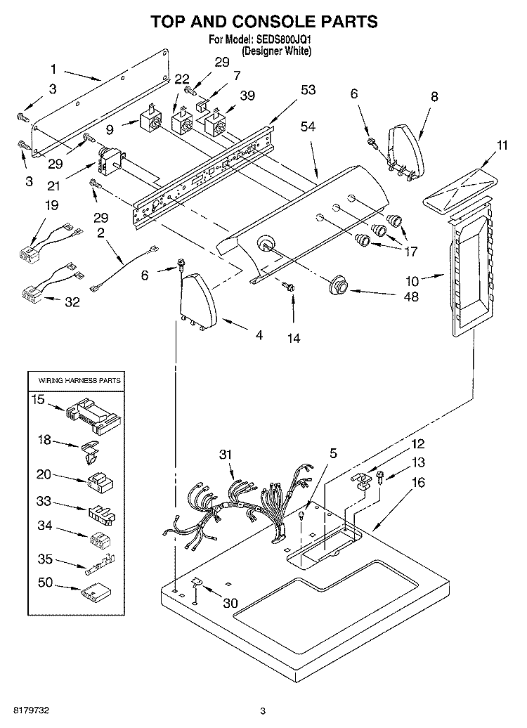 SECTION Diagram and Parts List for SEDS800JQ1  Whirlpool Dryer