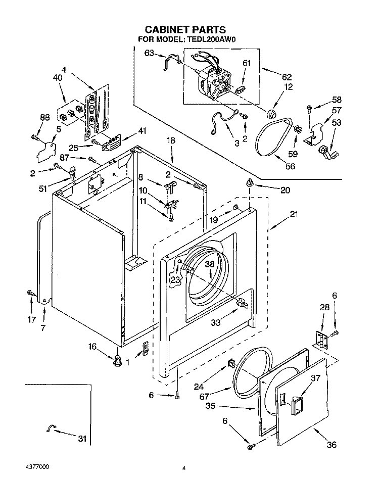 SECTION Diagram and Parts List for TEDL200AN0  Whirlpool Dryer