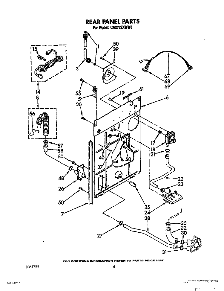 REAR PANEL Diagram and Parts List for CA2762XWG0  Whirlpool Washer