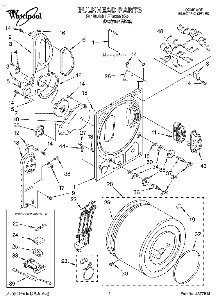 SECTION Diagram and Parts List for LER3622HQ0  Whirlpool Dryer