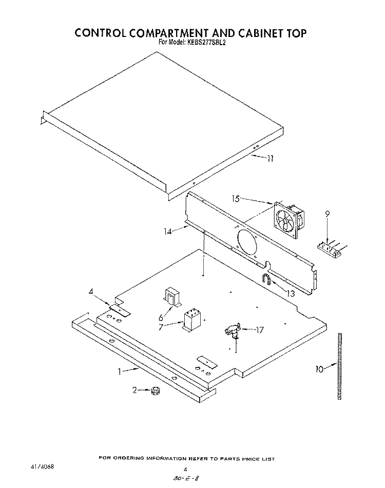 CONTROL COMPARTMENT AND CABINET Diagram and Parts List for KEBS277SWH2  KitchenAid Wall Oven