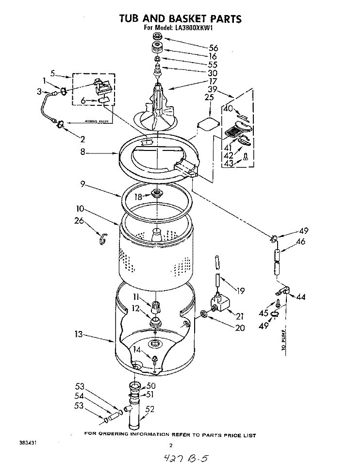 TUB AND BASKET Diagram and Parts List for LA3800XKW1  Whirlpool Washer