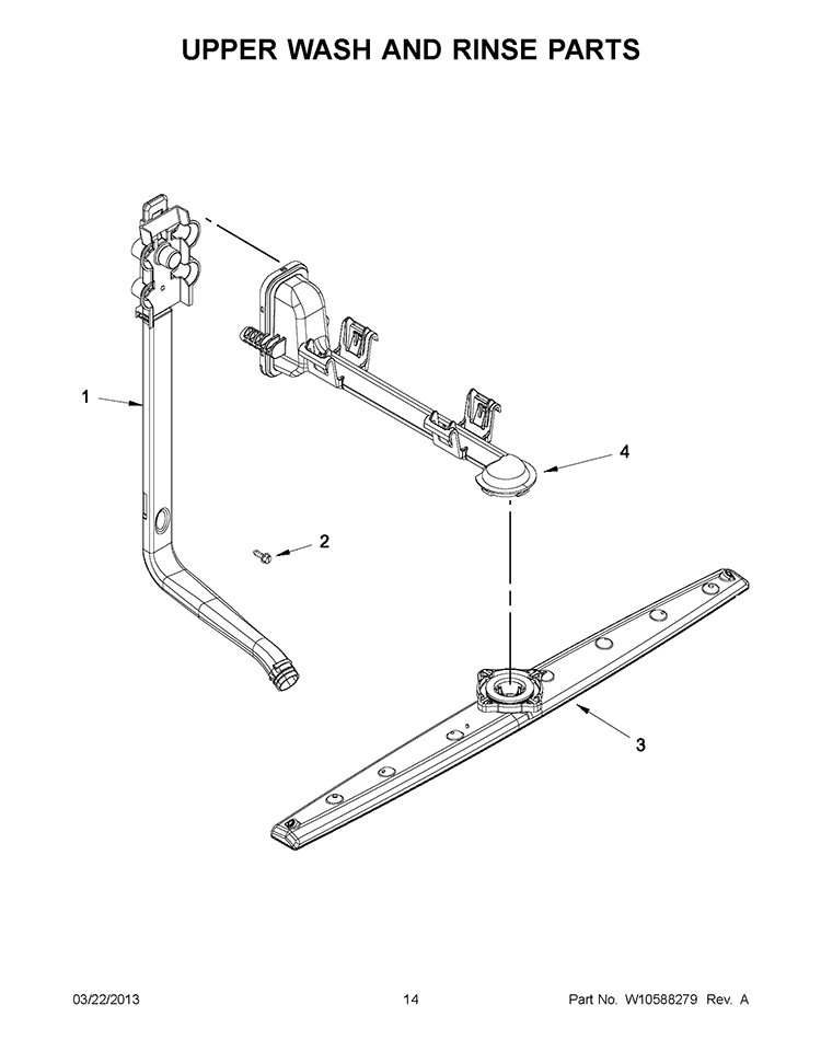 UPPER WASH AND RINSE PARTS Diagram and Parts List for IUD3100BW0  Whirlpool Dishwasher