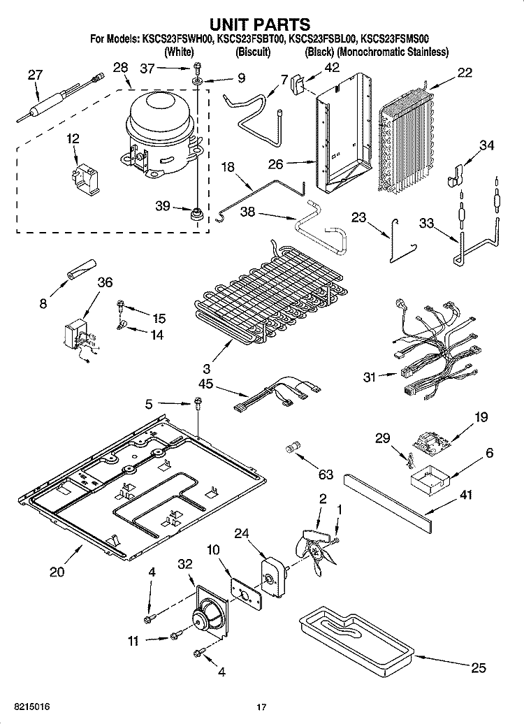 UNIT PARTS Diagram and Parts List for KSCS23FSBL00  KitchenAid Refrigerator