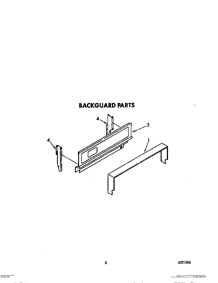 BACKGUARD Diagram and Parts List for SF3000SWW1  Whirlpool Range