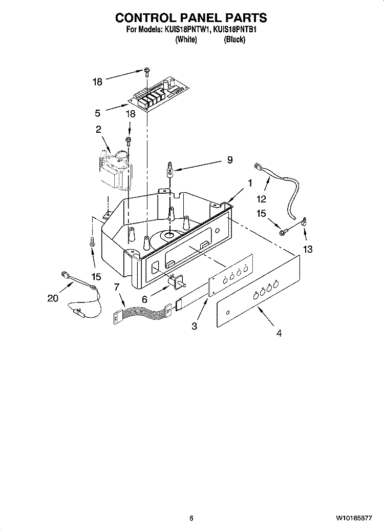 CONTROL PANEL PARTS Diagram and Parts List for KUIS18PNTB1  KitchenAid Ice Maker