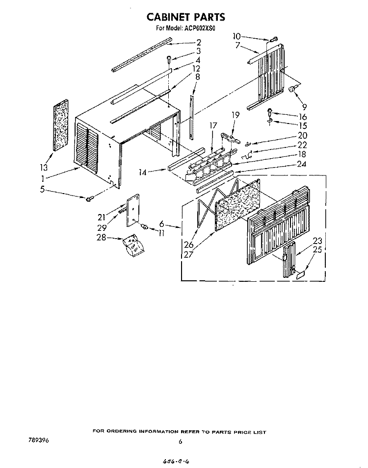 CABINET Diagram and Parts List for ACP602XS0  Whirlpool Air Conditioner