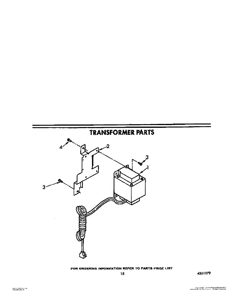TRANSFORMER Diagram and Parts List for 3ED25DQXVN01  Whirlpool Refrigerator