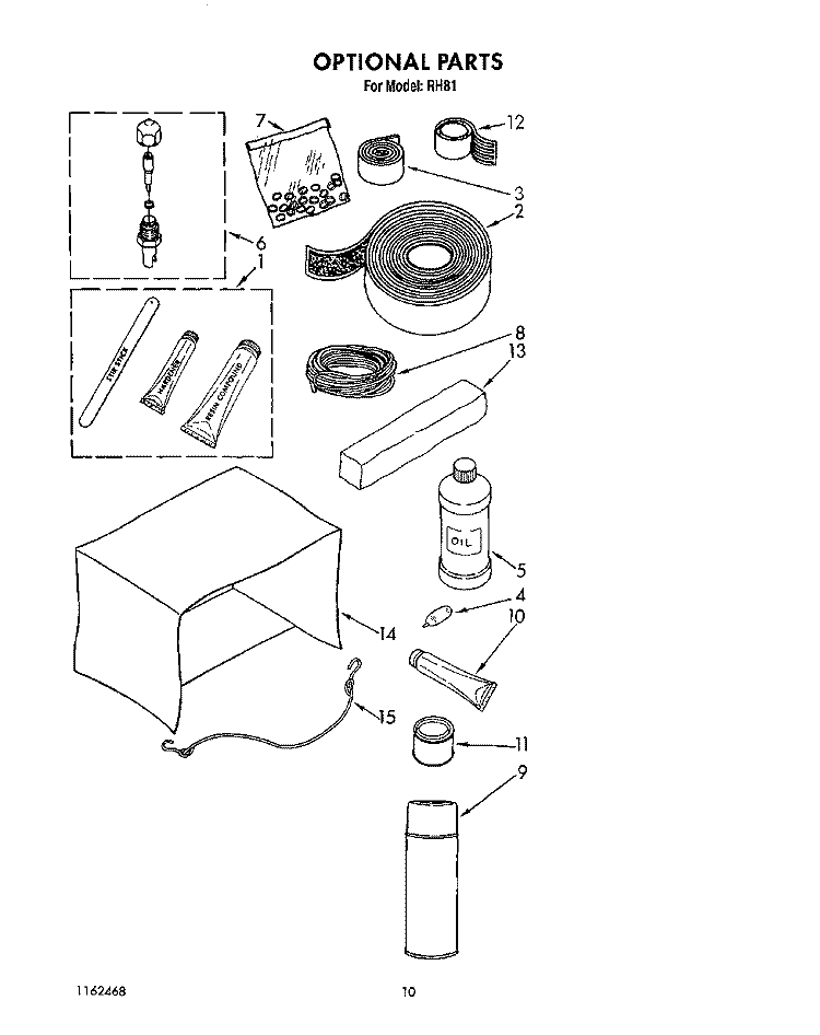 OPTIONAL Diagram and Parts List for RH81  Whirlpool Air Conditioner