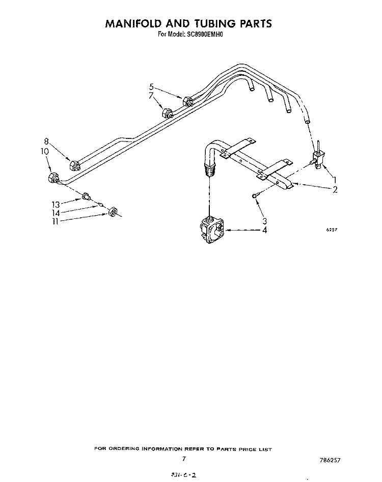 MANIFOLD AND TUBING Diagram and Parts List for SC8900EMH0  Whirlpool Cooktop
