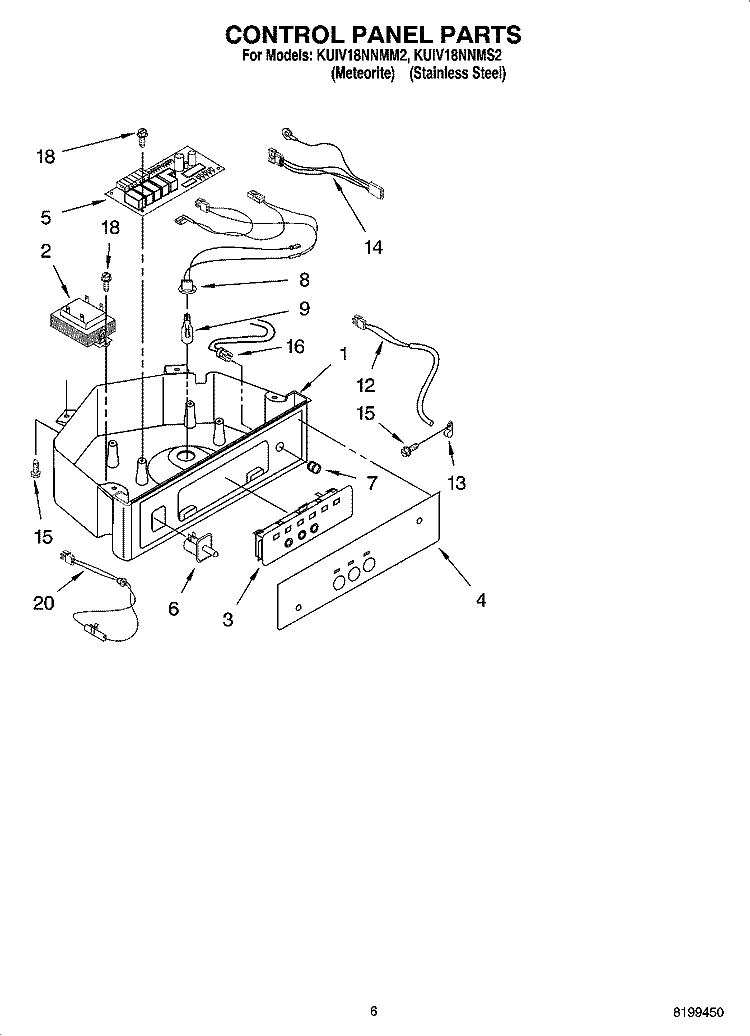 CONTROL PANEL PARTS Diagram and Parts List for KUIV18NNMS2  KitchenAid Ice Maker