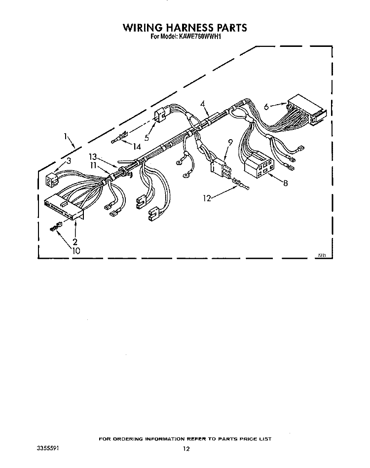 WIRING HARNESS Diagram and Parts List for KAWE760WAL1  KitchenAid Washer