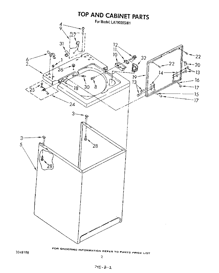 TOP AND CABINET , LITERATURE AND OPTIONAL Diagram and Parts List for LA7900XSW1  Whirlpool Washer