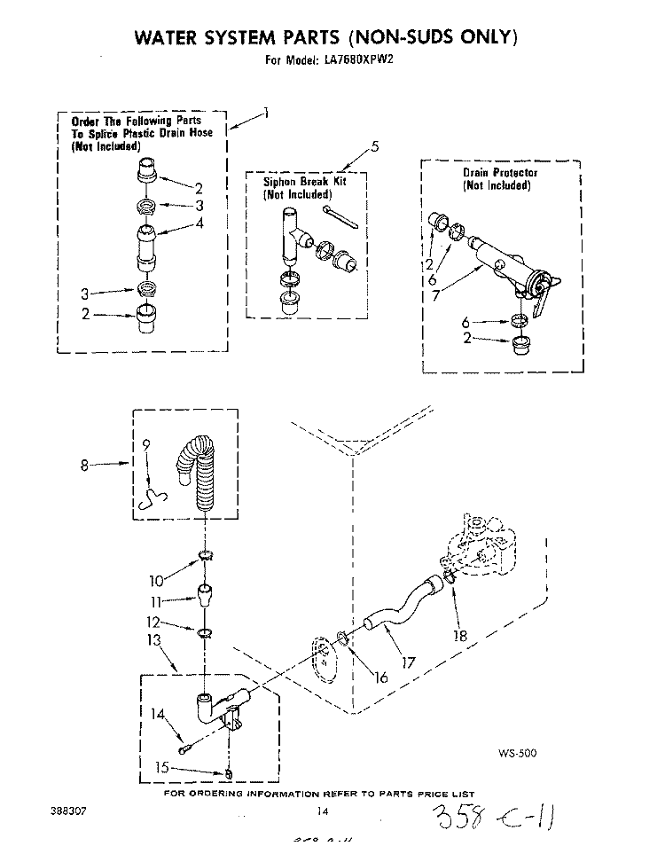 WATER SYSTEM (SUDS ONLY) Diagram and Parts List for LA7680XPW2  Whirlpool Washer