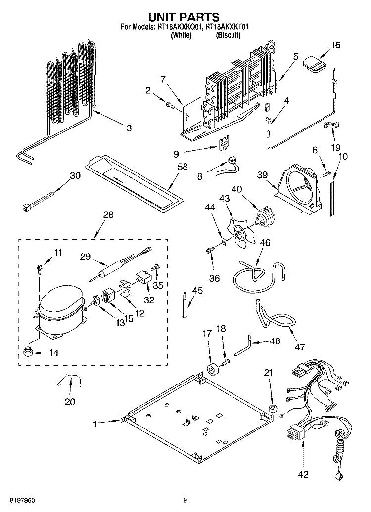 UNIT, OPTIONAL Diagram and Parts List for RT18AKXKQ01  Roper Refrigerator