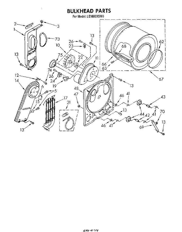 SECTION Diagram and Parts List for LE5600XSW0  Whirlpool Dryer