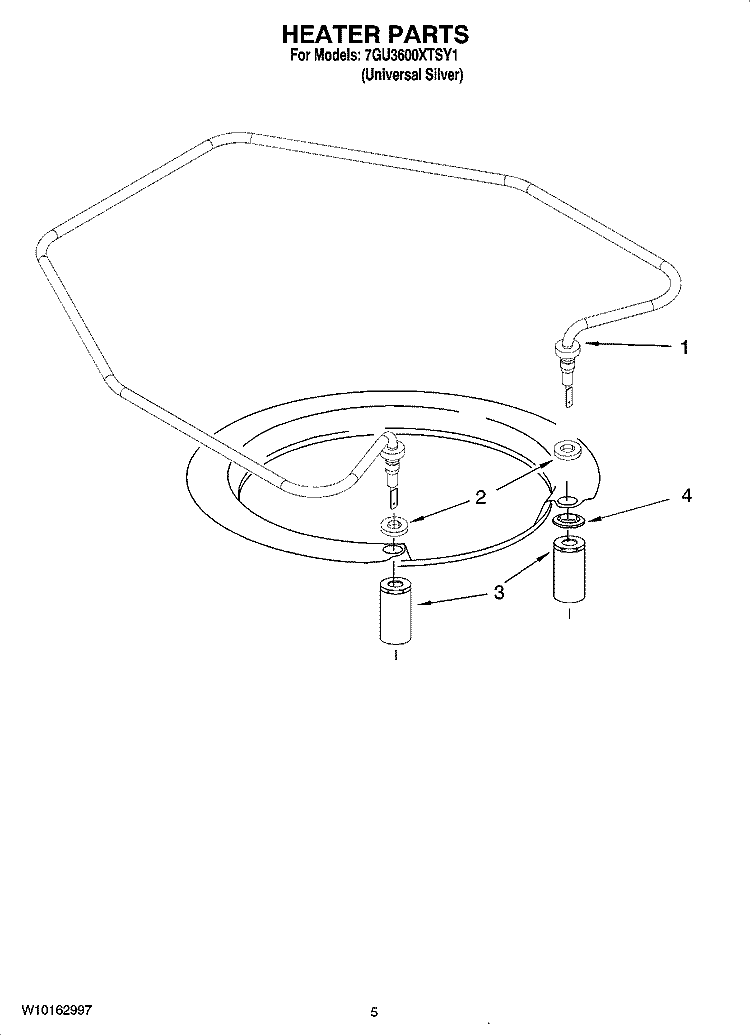 HEATER PARTS Diagram and Parts List for 7GU3600XTSY1  Whirlpool Dishwasher