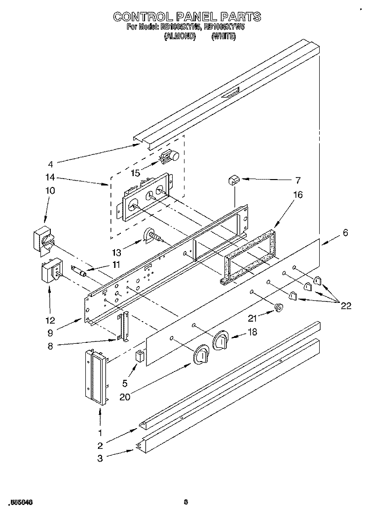 CONTROL PANEL, LIT/OPTIONAL Diagram and Parts List for RB1005XYW5  Whirlpool Wall Oven