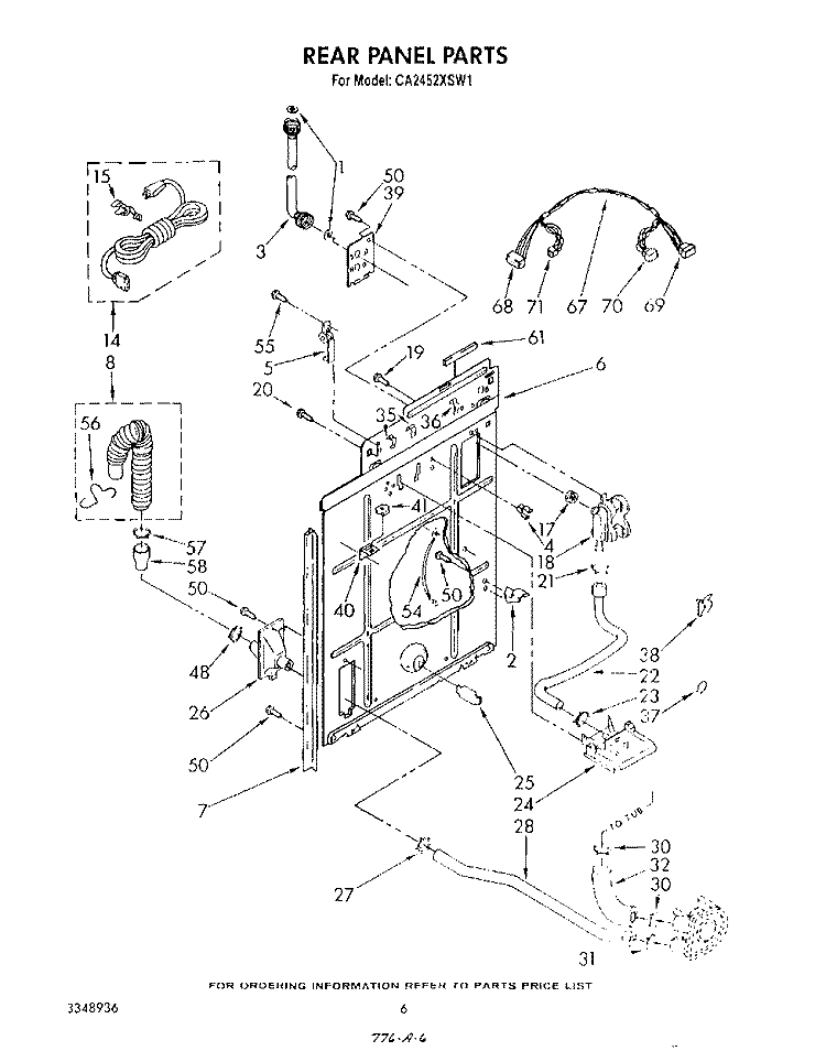 REAR PANEL Diagram and Parts List for CA2452XSW1  Whirlpool Washer