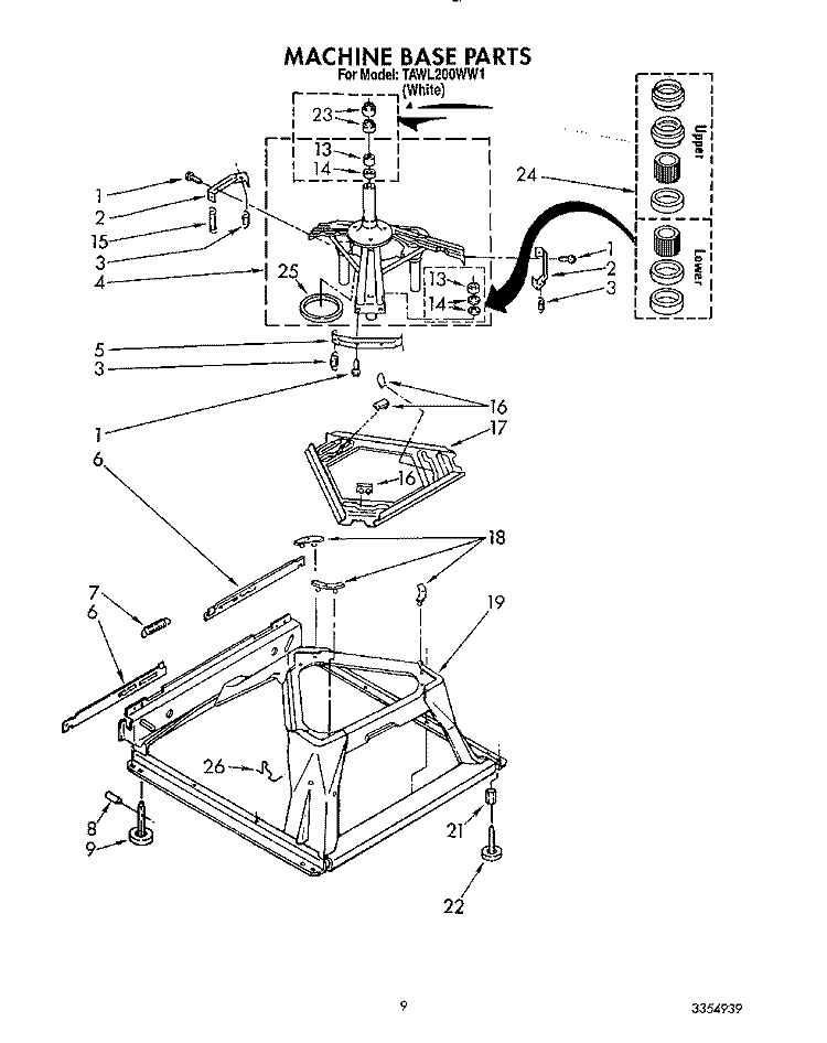 MACHINE BASE Diagram and Parts List for TAWL200WW1  Estate Washer