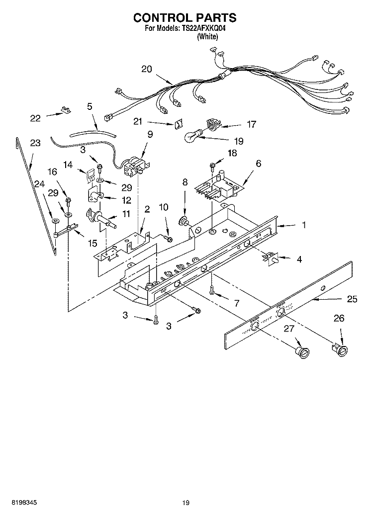 CONTROL, OPTIONAL Diagram and Parts List for TS22AFXKQ04  Estate Refrigerator