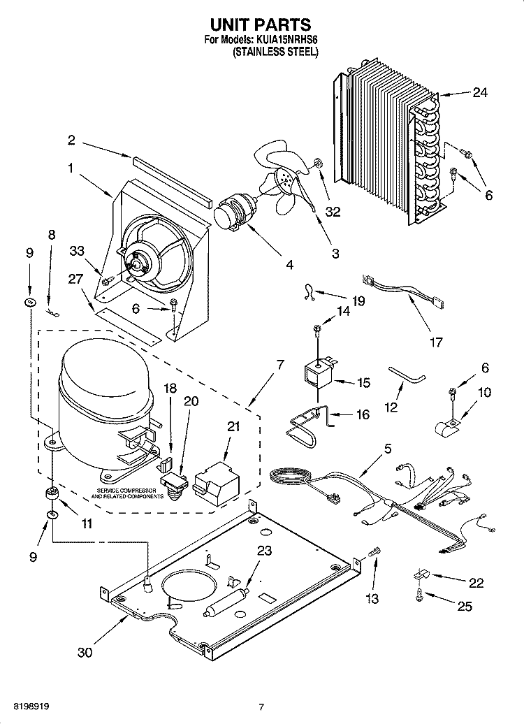 UNIT PARTS Diagram and Parts List for KUIA15NRHS6  KitchenAid Ice Maker