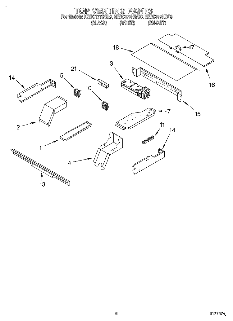 TOP VENTING, OPTIONAL Diagram and Parts List for KEBC177HBL0  KitchenAid Wall Oven