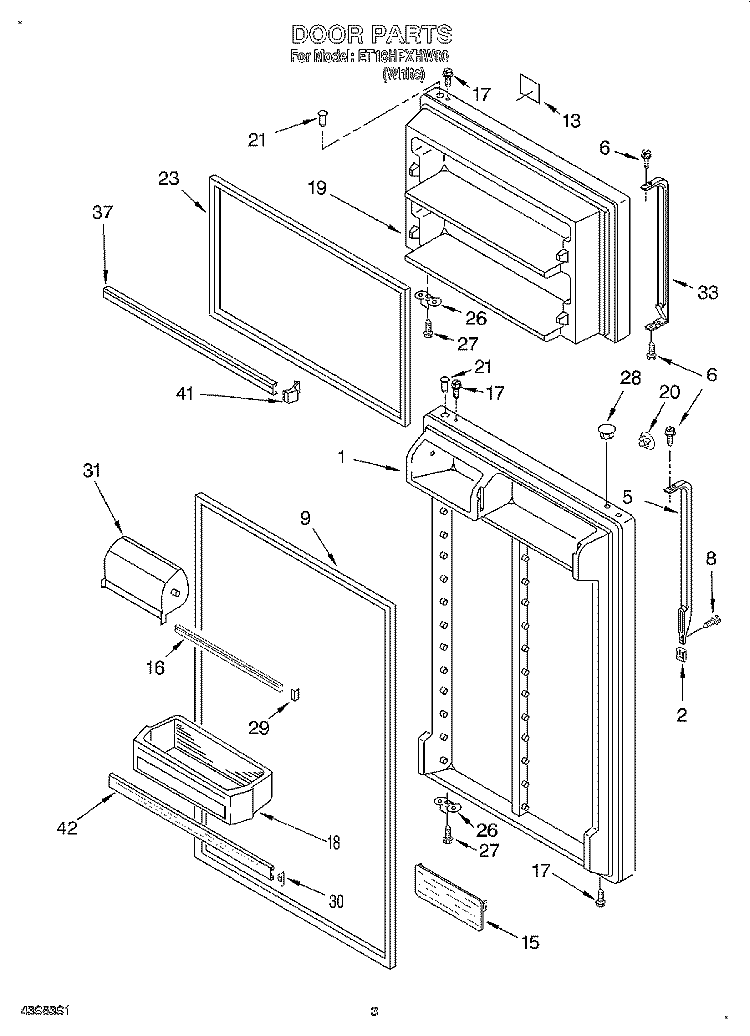 DOOR Diagram and Parts List for ET18HPXHW00  Whirlpool Refrigerator