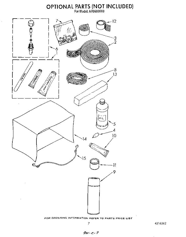 LIT/OPTIONAL Diagram and Parts List for AR0600XX0  Whirlpool Air Conditioner