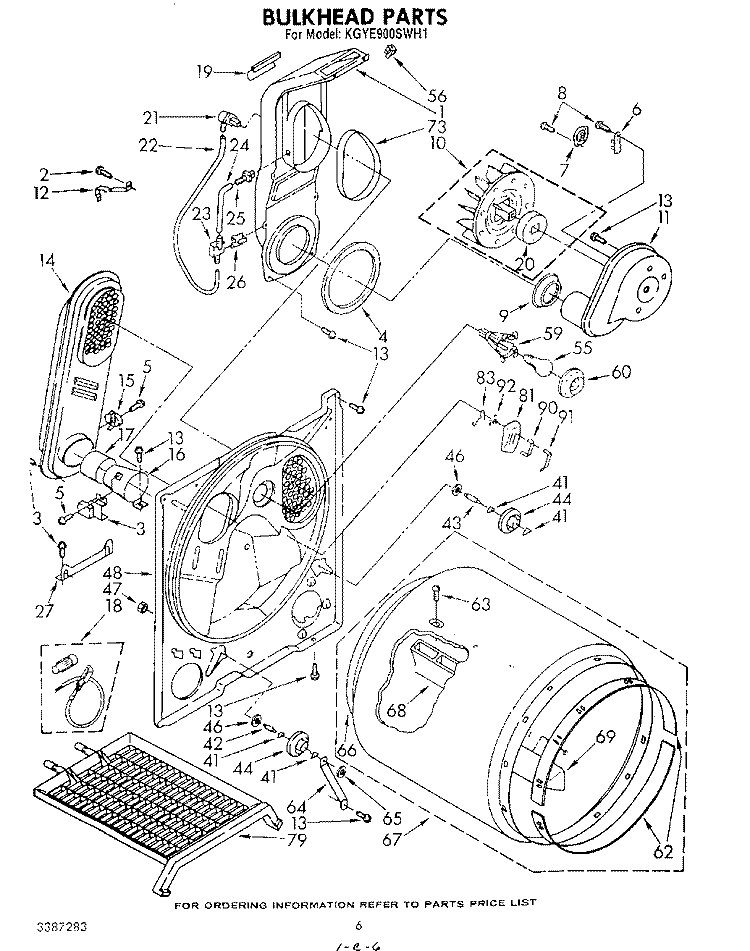 BULKHEAD Diagram and Parts List for KGYE900SWH1  KitchenAid Dryer