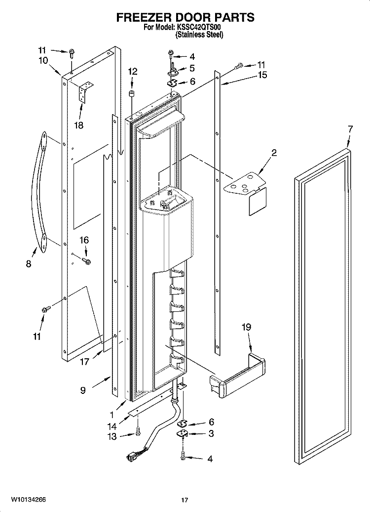 FREEZER DOOR PARTS Diagram and Parts List for KSSC42QTS00  KitchenAid Refrigerator