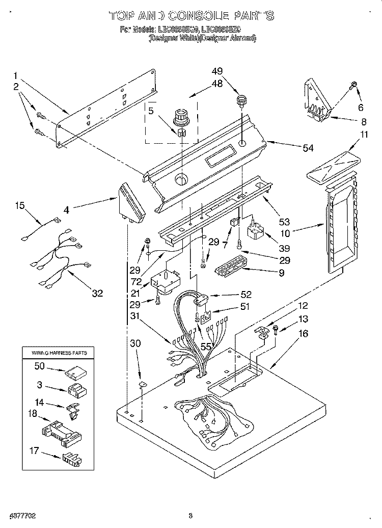 SECTION Diagram and Parts List for LEC8858EZ0  Whirlpool Dryer