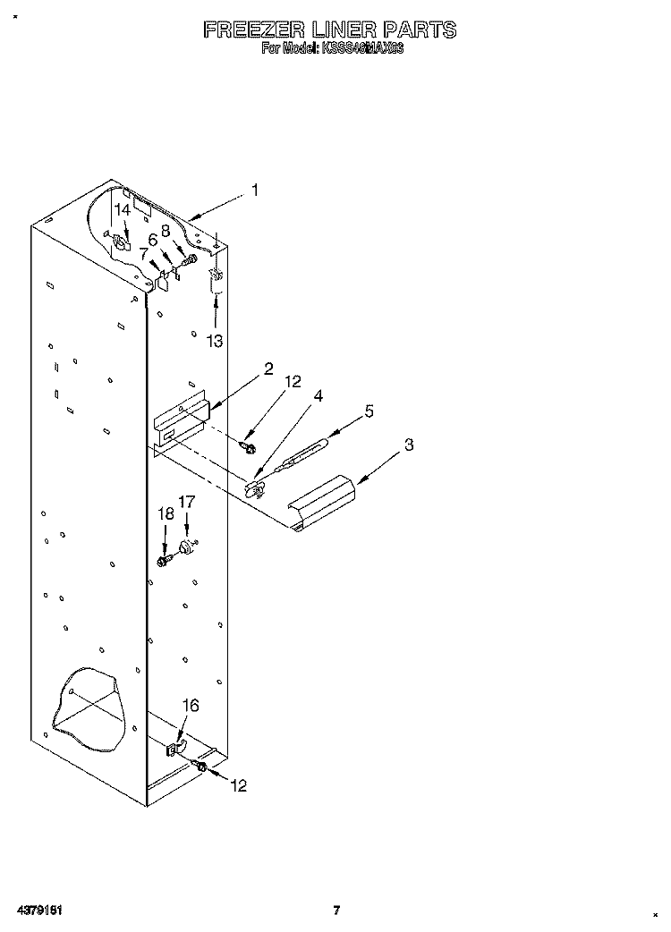 FREEZER LINER Diagram and Parts List for KSSS48MAX03  KitchenAid Refrigerator