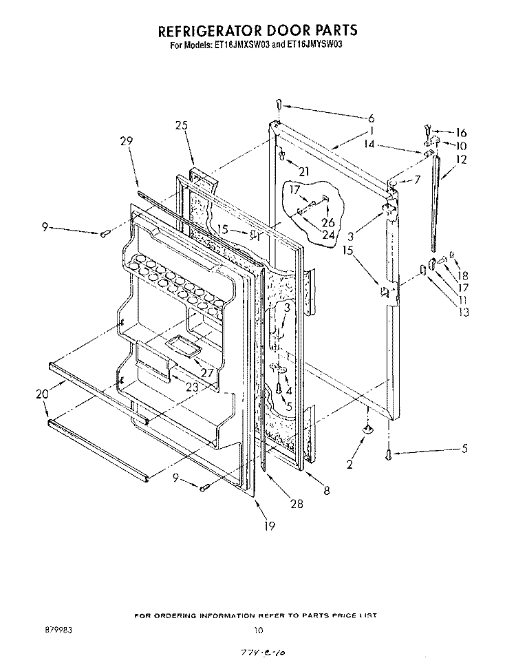 REFRIGERATOR DOOR Diagram and Parts List for ET16JMYSM03  Whirlpool Refrigerator