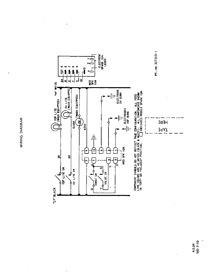 WIRING DIAGRAM Diagram and Parts List for 1415W1A  Roper Range