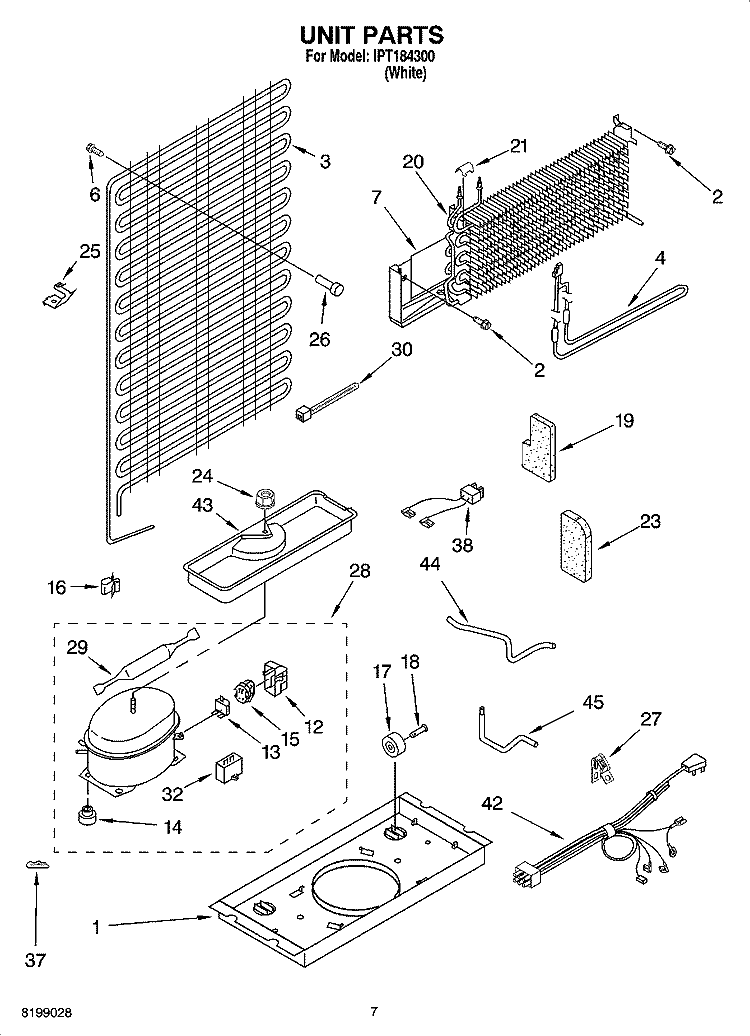 UNIT PARTS Diagram and Parts List for IPT184300  Inglis Refrigerator