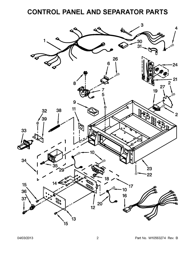 CONTROL PANEL AND SEPARATOR PARTS Diagram and Parts List for CSP2760TQ3  Whirlpool Dryer