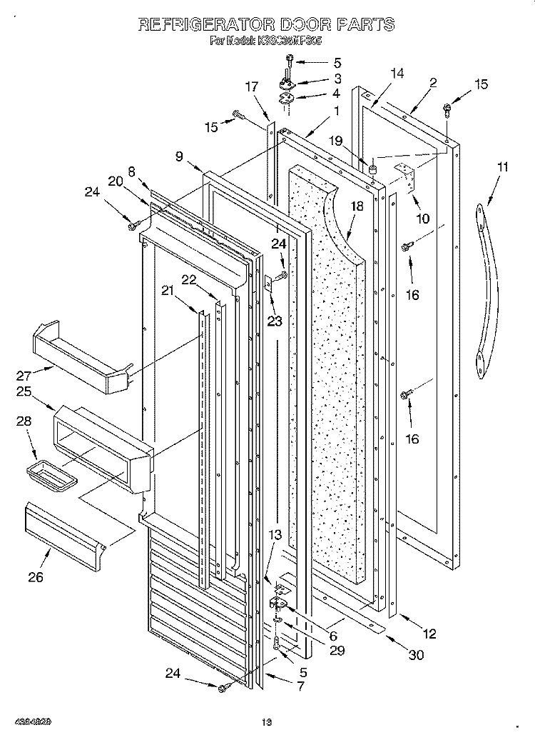 REFRIGERATOR DOOR Diagram and Parts List for KSSC36MFS05  KitchenAid Refrigerator