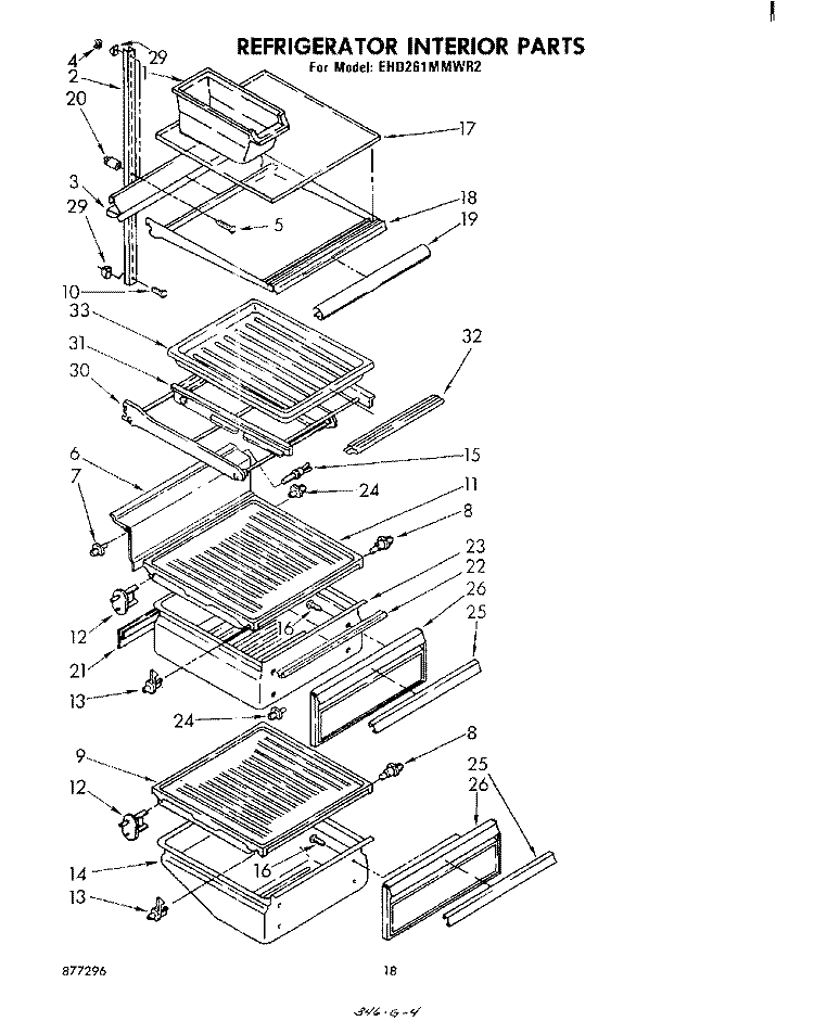 REFRIGERATOR INTERIOR Diagram and Parts List for EHD261MMWR2  Whirlpool Refrigerator