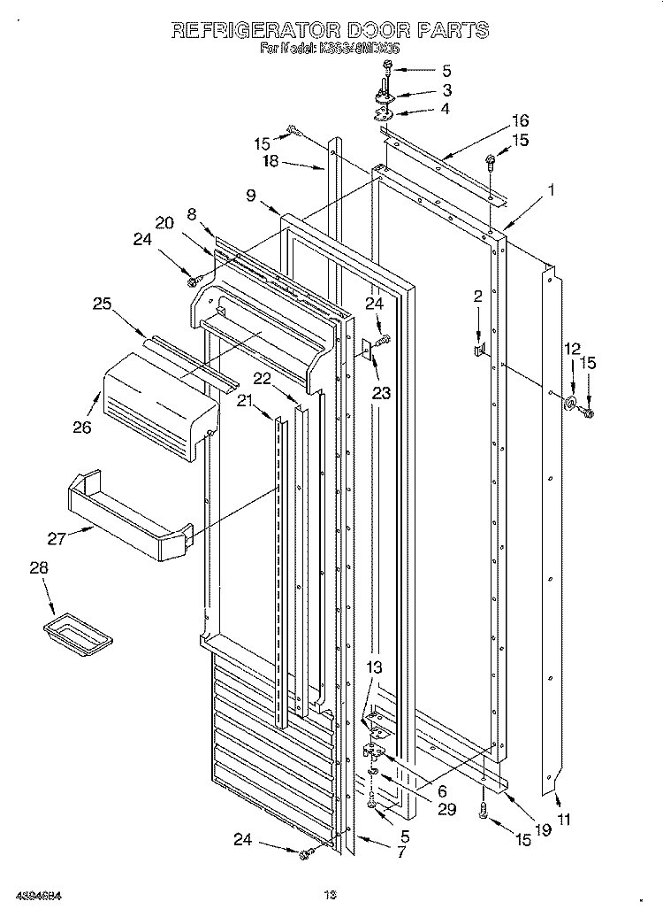 REFRIGERATOR DOOR Diagram and Parts List for KSSS48MDX05  KitchenAid Refrigerator