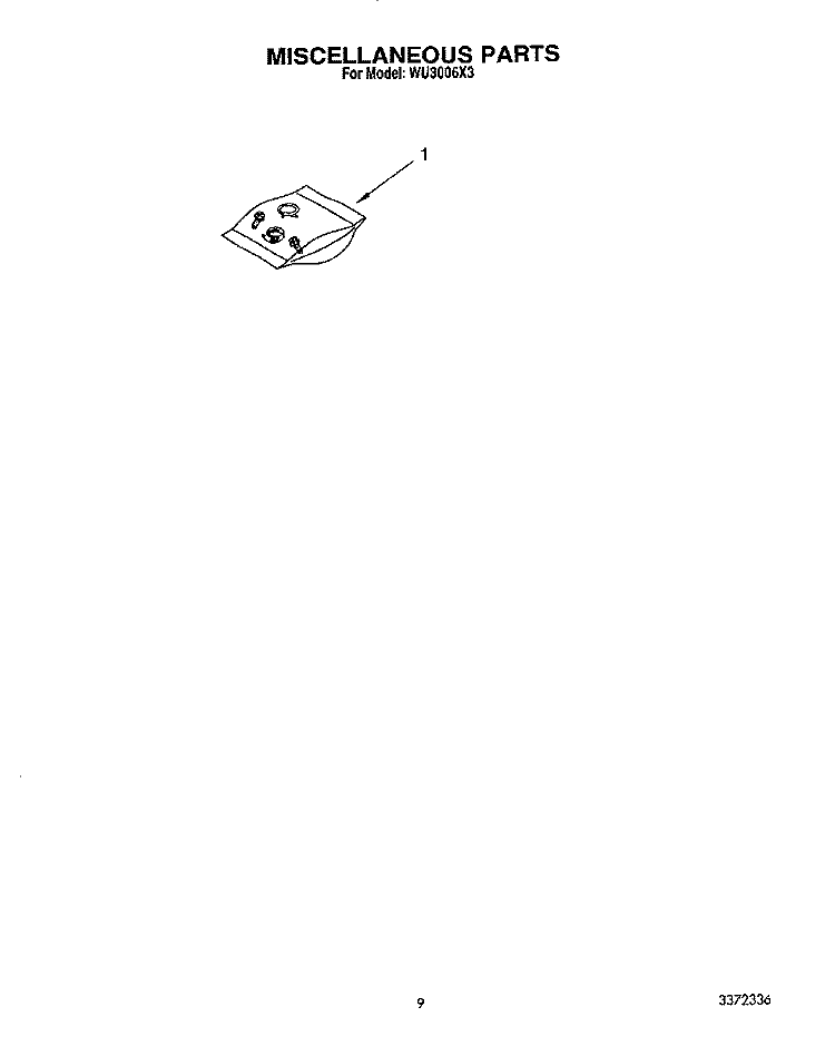 MISCELLANEOUS, LIT/OPTIONAL Diagram and Parts List for WU3006X3  Roper Dishwasher