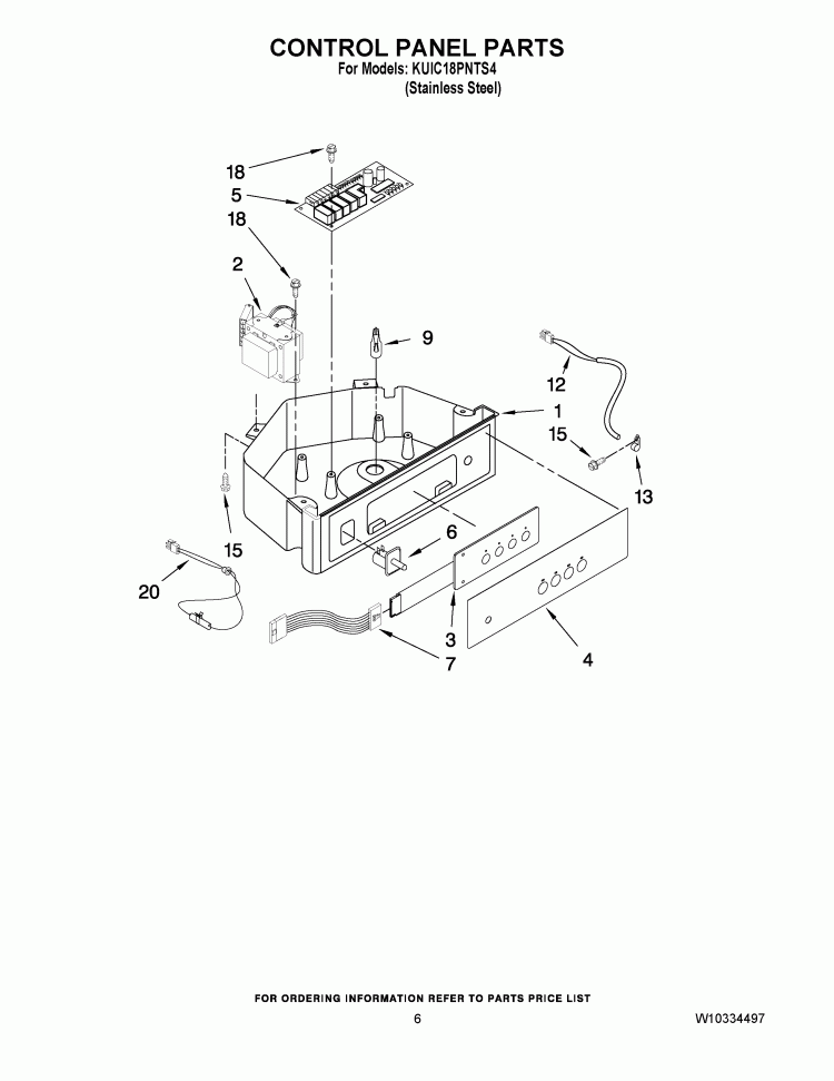 CONTROL PANEL PARTS Diagram and Parts List for KUIC18PNTS4  KitchenAid Ice Maker