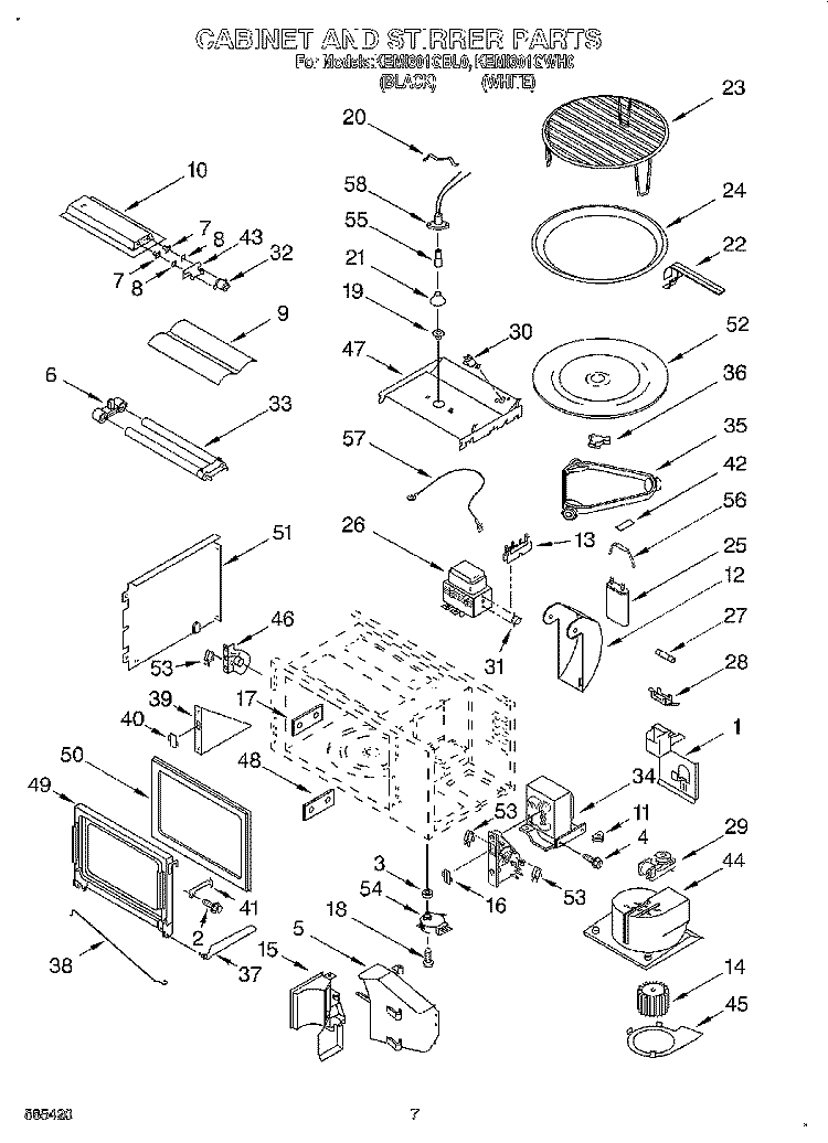 CABINET AND STIRRER Diagram and Parts List for KEMI301GBL0  KitchenAid Microwave Oven Combo