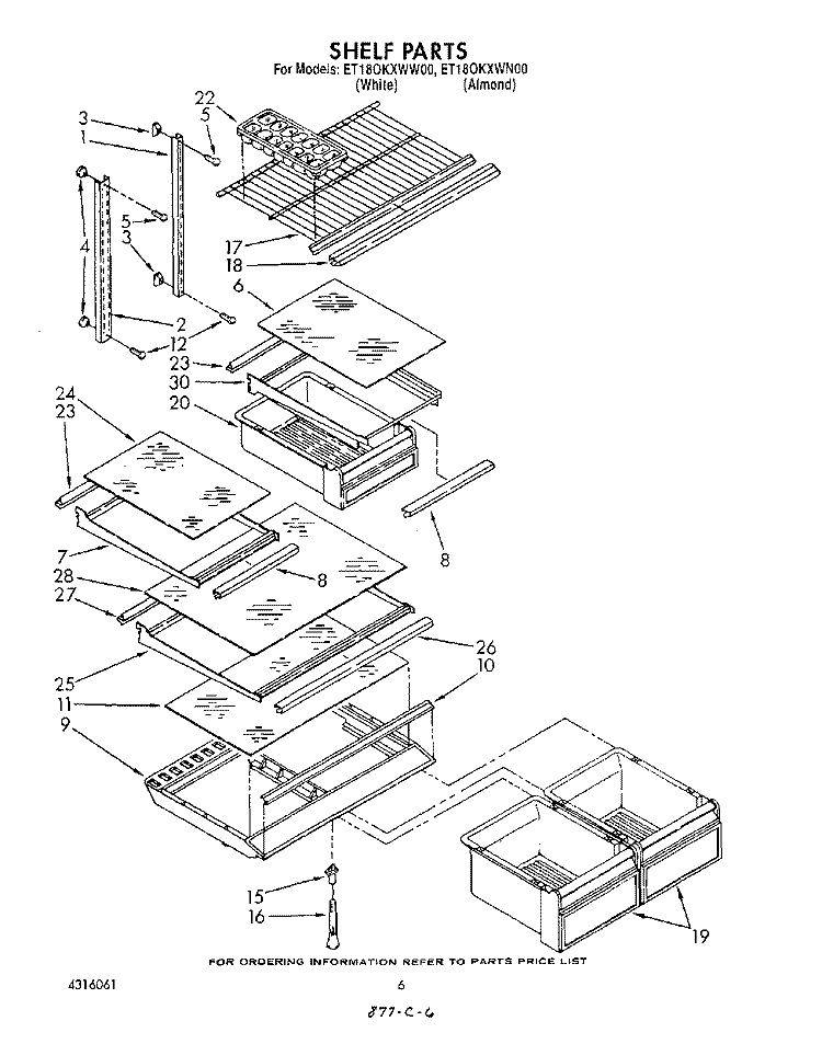 SHELF Diagram and Parts List for ET18OKXWW00  Whirlpool Refrigerator
